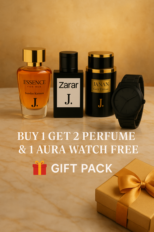 Buy 1 Get 3 Perfume & 1 Aura Watch Free 🎁 Gift Pack